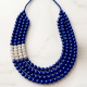 Handcrafted Jewelry Blue Beaded Silver Layer Necklace